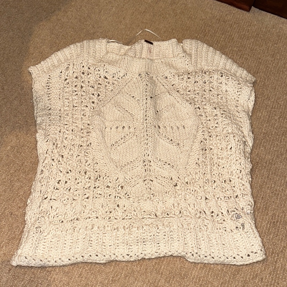 Cream free people knit sweater vest
